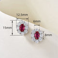 Exquisite Simulated Ruby Oval Stud Earrings, Fashion Temperament Jewelry For Women view 4