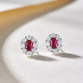 Exquisite Simulated Ruby Oval Stud Earrings, Fashion Temperament Jewelry For Women view 1