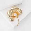 Alloy Pearl Ginkgo Leaf Brooch Pin For Women's Apparel view 3