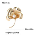 Alloy Pearl Ginkgo Leaf Brooch Pin For Women's Apparel view 6