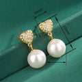 French Light Luxury Heart Stud Earrings With Faux Pearl Vintage Elegant Jewelry For Women view 3