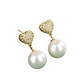 French Light Luxury Heart Stud Earrings With Faux Pearl Vintage Elegant Jewelry For Women view 4