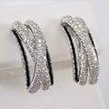 Korean Japanese Light Luxury Stud Earrings, Delicate Cross Colorblock Trendy Women Earrings view 2