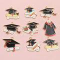 Graduation Cap Enamel Charm Pendant, DIY Earrings Necklace Jewelry Making Accessories view 4