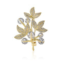 Copper Zircon Three Leaf Brooch Pin For Women's Clothing view 5