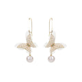 Elegant Women's Mesh Fabric Butterfly Pearl Drop With Rhinestone Zircon Alloy Hook Bridal Earrings view 5