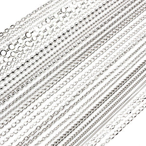 Stainless Steel Chains In Multiple Sizes, Steel Color Long Chains For DIY Necklaces And Bracelets