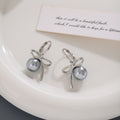 Elegant Bowknot Pearl Hoop Earrings Light Luxury Alloy Metal Sweet Minimalist Women's Earrings view 3