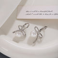 Elegant Bowknot Pearl Hoop Earrings Light Luxury Alloy Metal Sweet Minimalist Women's Earrings view 4