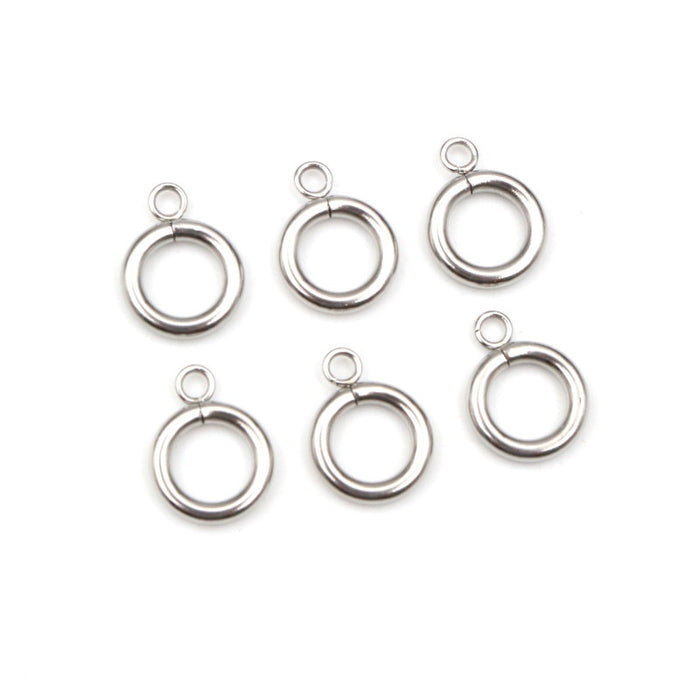 14x11mm Stainless Steel Small Connector Ring With Loop, 6.5-7mm Inner Hole, 2mm Thick, 0.9g