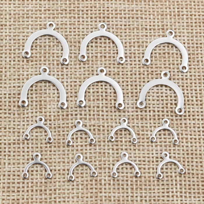 50pcs Stainless Steel Double Arch Bridge Three-Hole Connector Links For DIY Earrings Bracelets Necklaces
