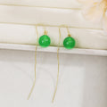 Elegant Green Round Bead Alloy Chain Tassel Drop Earrings For Women New Chinese Jewelry Earrings view 4