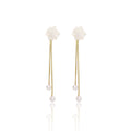 Elegant French Vintage White Flower Pearl Tassel Drop Alloy Long Chain Dangle Jewelry Earrings view 5
