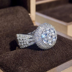 Exquisite Simulated Ring With Micro Pave Stones Luxury Engagement Wedding Jewelry For Women