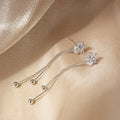 Elegant Korean Style Rhinestone Flower Long Tassel Drop Alloy Stud Earrings view 2