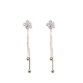 Elegant Korean Style Rhinestone Flower Long Tassel Drop Alloy Stud Earrings view 4