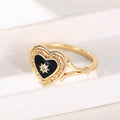 Fashion Gold Dark Gothic Heart Resin Ring Light Luxury Women's Statement Finger Jewelry view 5