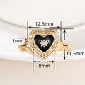 Fashion Gold Dark Gothic Heart Resin Ring Light Luxury Women's Statement Finger Jewelry view 4
