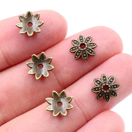 50pcs Pack Alloy Bead Caps Flower Spacers DIY Beaded Bracelet Necklace Jewelry Accessories 10g