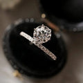Six Prong Zircon Moissanite Look Crown Ring Geometric Round Luxury Finger Jewelry view 5