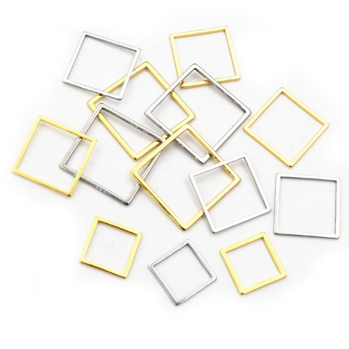 Stainless Steel Small Square Charm Pendants For DIY Earrings Bracelets Jewelry Accessories, 0.3g