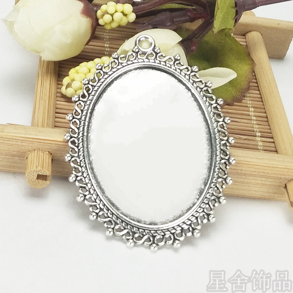 30x40mm Oval Alloy Cabochon Tray Pendant Base