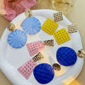 Colorful Geometric Acrylic Disc Irregular Oval Hollow Square Alloy Metal Drop Statement Earrings view 1