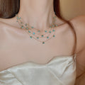 Premium Multilayer Colorful Zircon Geometric Round Line Collarbone Necklace For Women view 2