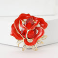 Elegant Alloy Enamel Rose Flower Brooch For Women's Garments view 2