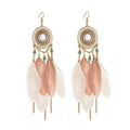 Bohemian Teardrop Feather Seed Bead Tassel Drop Earrings Vintage Ethnic Vacation Style Jewelry view 5