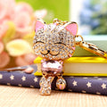 Jeweled Lucky Cat Plush Pom Pom and Wrist Strap Keychains view 11