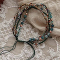 Vintage Bohemian Faux Crystal Rice Beaded Bracelet For Women With Geometric Round Line Design view 3