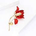 Copper Zircon Begonia Flower Brooch Pin For Womens Apparel view 2