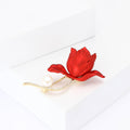 Copper Zircon Begonia Flower Brooch Pin For Womens Apparel view 3