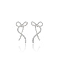 Elegant Korean Minimalist Alloy Metal Ribbon Bow Stud Earrings For Women Niche Design Wire Bowknot Earrings view 5