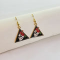 Vintage Halloween Enamel Skull Bat Tombstone Rose Alloy Drop Earrings view 4