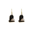 Vintage Halloween Enamel Skull Bat Tombstone Rose Alloy Drop Earrings view 5