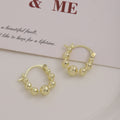 Korean Style Minimalist Alloy Round Beaded Hoop Ear Cuffs Elegant Light Luxury Geometric Metal Earrings view 4