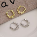 Korean Style Minimalist Alloy Round Beaded Hoop Ear Cuffs Elegant Light Luxury Geometric Metal Earrings view 1