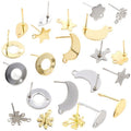 Stainless Steel Geometric Moon Star Flower Stud Earrings With Hole For DIY Jewelry Accessories view 5