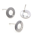 Stainless Steel Geometric Moon Star Flower Stud Earrings With Hole For DIY Jewelry Accessories view 3