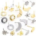Stainless Steel Geometric Moon Star Flower Stud Earrings With Hole For DIY Jewelry Accessories view 1