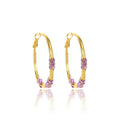 Elegant Luxury Gold Alloy Geometric Round Hoop With Purple Rhinestone Inlay Women Fashion Earrings view 5