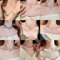 Premium Butterfly Zircon Heart Glass Bead Collarbone Necklace For Summer Fashion view 1