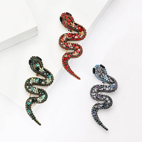 Alloy Rhinestone Hollow Snake Brooch Pin For Womens Fashion Apparel