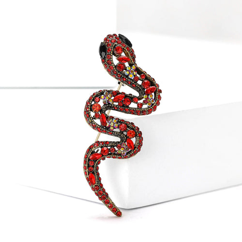 Alloy Rhinestone Hollow Snake Brooch Pin For Womens Fashion Apparel