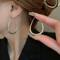 Minimalist Glossy Copper Teardrop Hook Earrings For Women, Geometric Line Light Luxury Style view 2