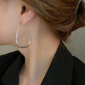 Minimalist Glossy Copper Teardrop Hook Earrings For Women, Geometric Line Light Luxury Style view 4