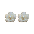 Sweet Floral Faux Pearl Stud Earrings With Silver Pins, Light Luxury Summer Jewelry view 5