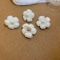 Sweet Floral Faux Pearl Stud Earrings With Silver Pins, Light Luxury Summer Jewelry view 4
